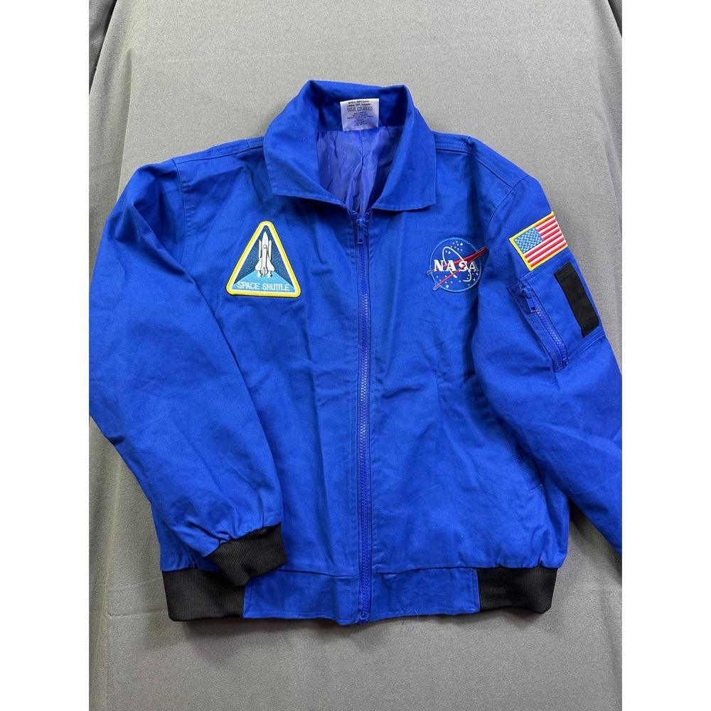 NASA Astronaut Flight Jacket Kid Blue Space Shuttle Mission Patche Bomber YouthL